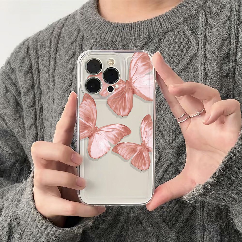 ✅Ốp Điện Thoại Mềm Chống Sốc Hình Bướm Hồng Cho Iphone 116In 13iPhone1214pro maxplus78 VJG1