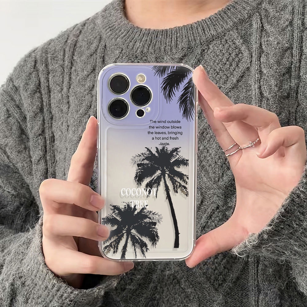 ✅Ốp Điện Thoại Mềm Chống Sốc Họa Tiết Cây Dừa 6 Cánh Cho iPhone1211 max 14proplus13 78