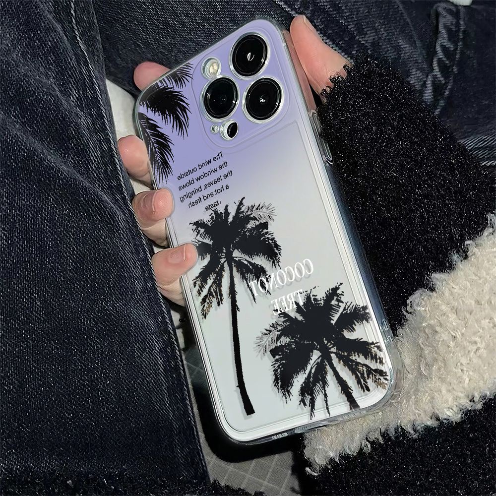 ✅Ốp Điện Thoại Mềm Chống Sốc Họa Tiết Cây Dừa 6 Cánh Cho iPhone1211 max 14proplus13 78