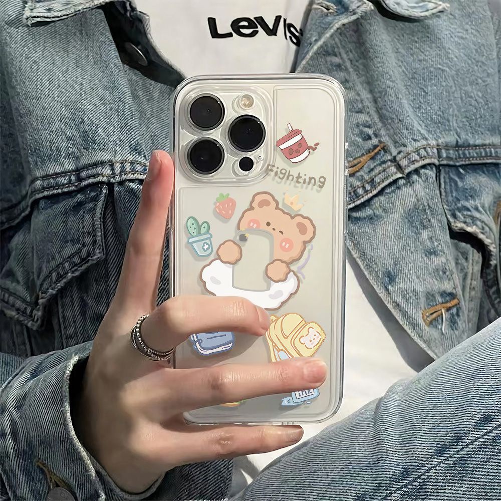 ✅Ốp Điện Thoại Dẻo Họa Tiết Chú Gấu Dễ Thương Chống Sốc Cho Iphone12 6ins plus14pro1311 Apple 78