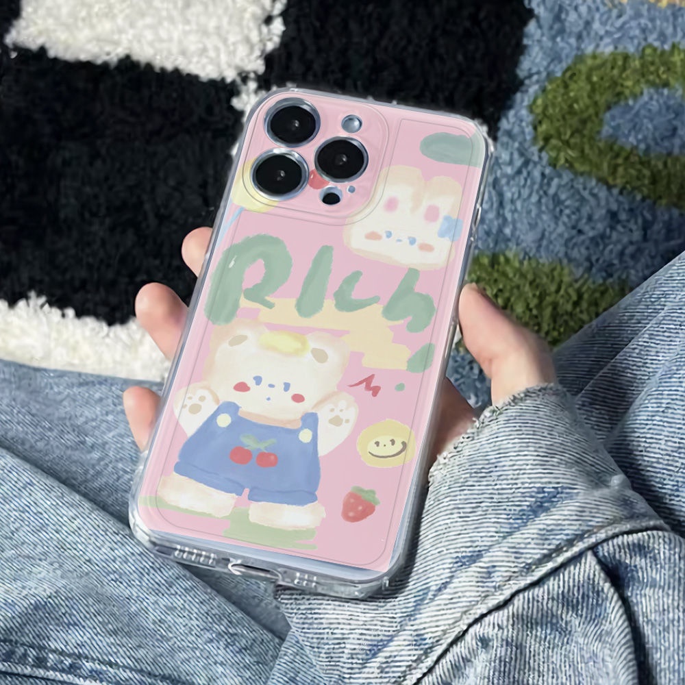 ✅Ốp Điện Thoại Dẻo Họa Tiết Chú Gấu &amp; Cherry Dễ Thương Chống Sốc Cho Iphone1211 6In78 IXTP 14pro13 plus