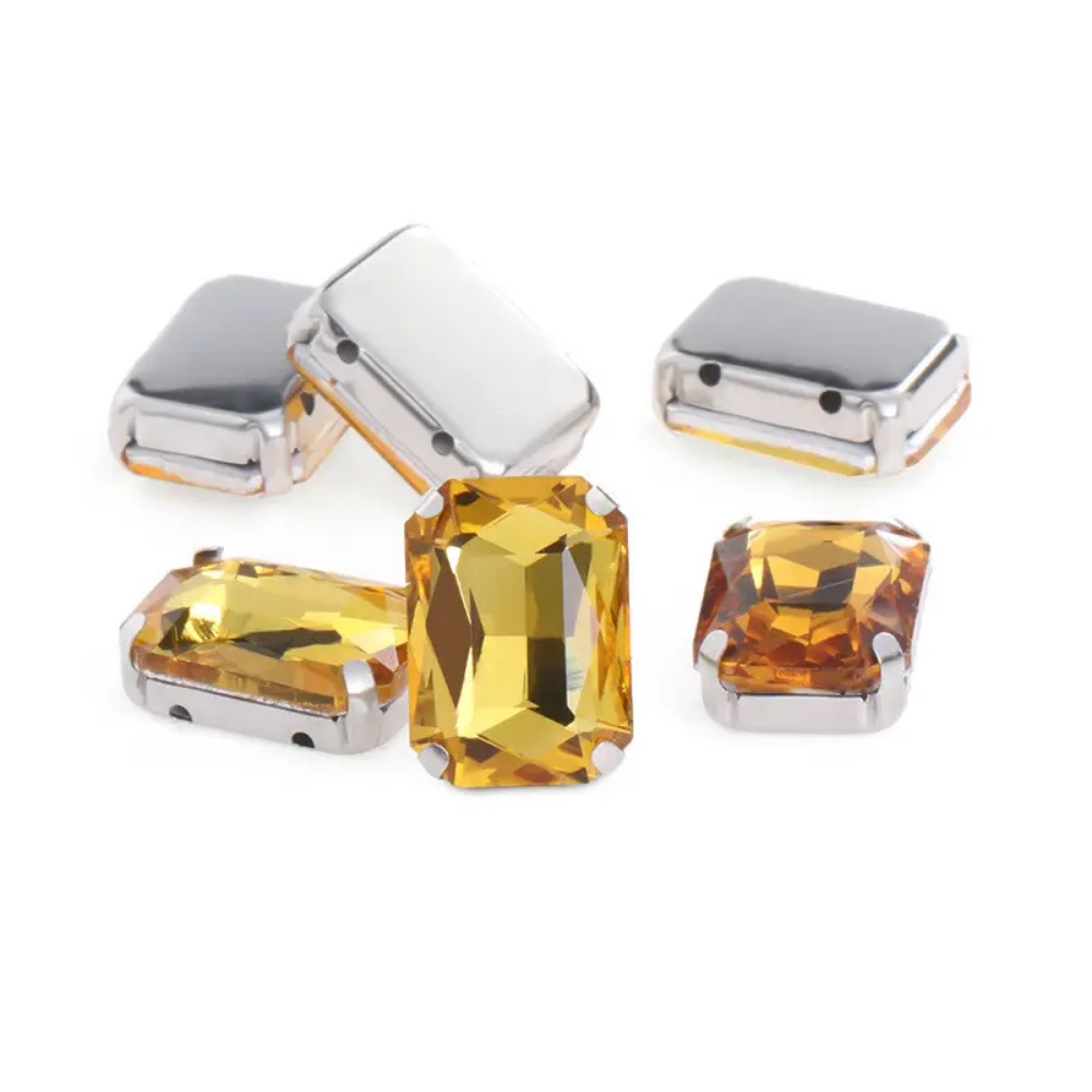 Đá Pha Lê Hình Bát Giác Kích Thước 13 * 18mm 18 * 25mm Dùng Trang Trí Quần Áo