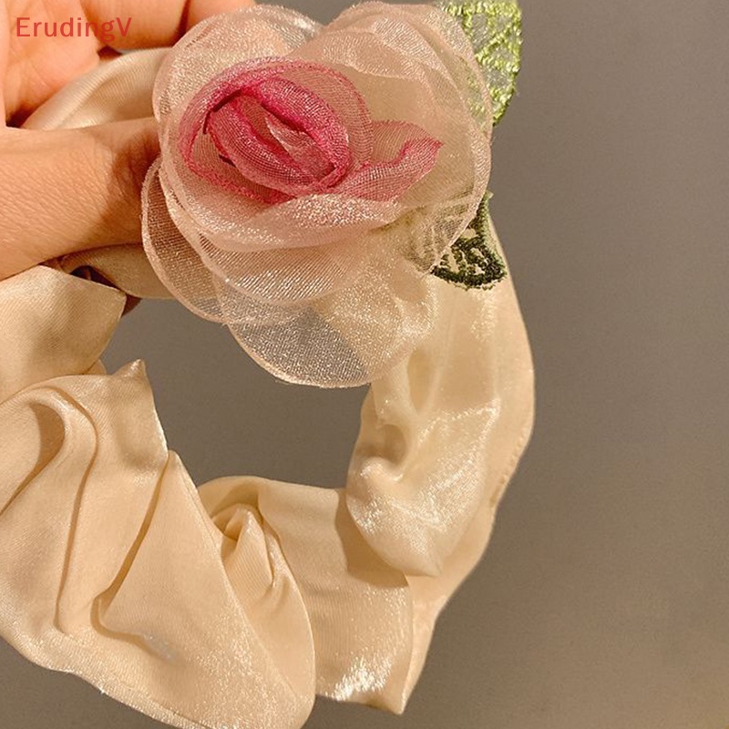 Dây Buộc Tóc Vải Lưới Hình Hoa Hồng Cỡ Lớn Thời Trang Cho Nữ
