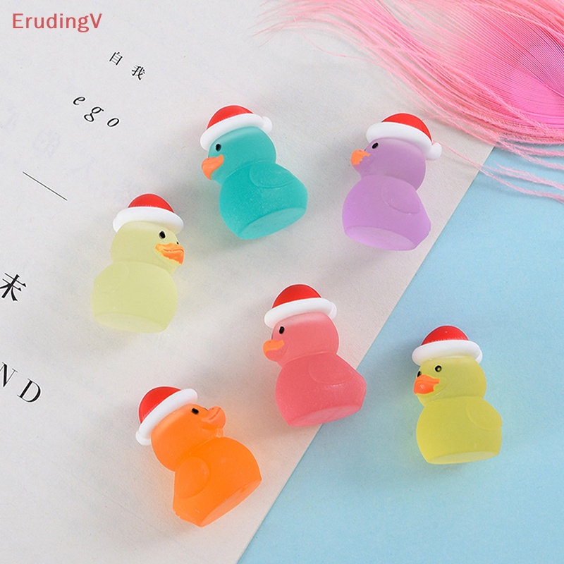 Bộ 2 Chú Vịt Nhựa Resin Phát Quang Dễ Thương Dùng Trang Trí Giáng Sinh Diy