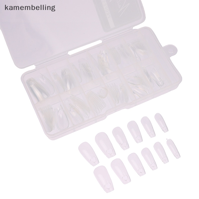 Bộ 120 Móng Tay Giả Họa Tiết Trái Tim Rỗng Bằng Acrylic Che Phủ Toàn Diện