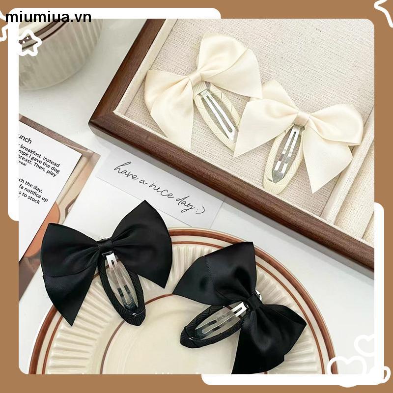 miumiua(MớI) Kẹp TóC HìNh Nơ Satin MàU Trơn Đơn GiảN [1 CáI]