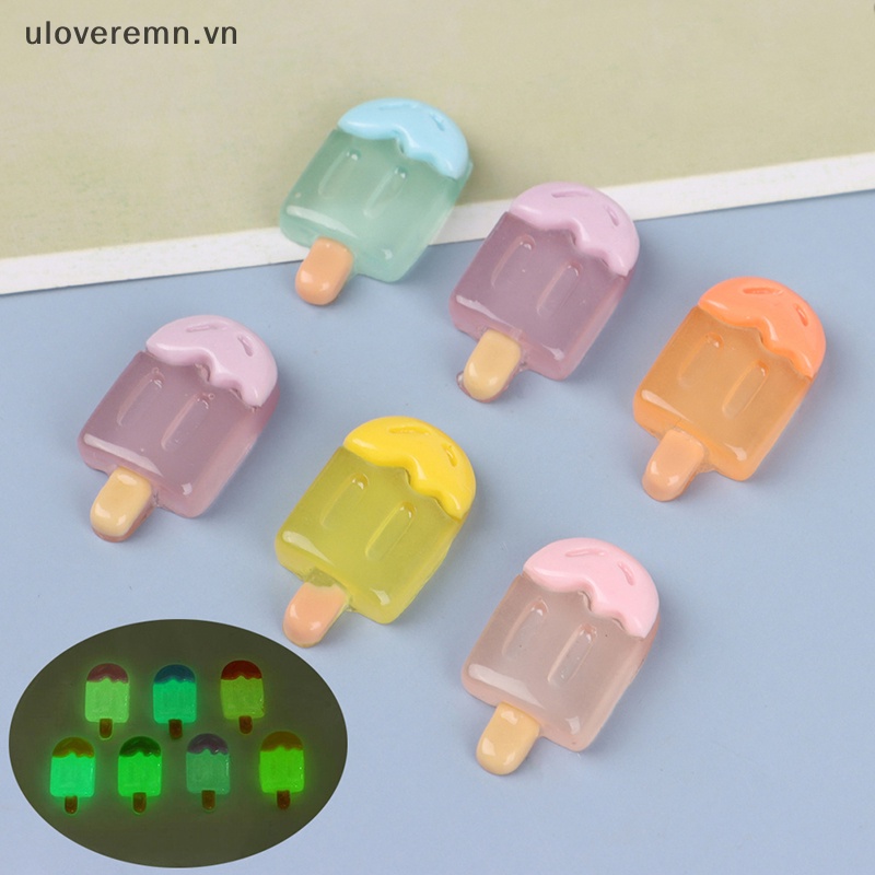 Set 2 Cây Kem Đồ Chơi Mini Bằng Resin Phát Sáng Dễ Thương Trang Trí DIY