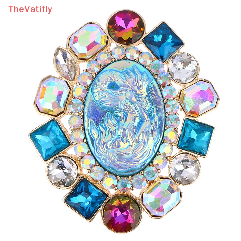 Ghim Cài Áo Hình Oval Đính Đá Hình Nàng Tiên Cá Thời Trang Cho Nữ