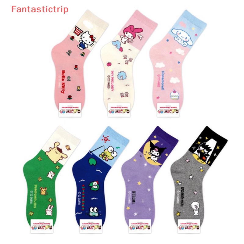 [Fantastictrip] Vớ Cotton Hoạt Hình Phối Màu Dễ Thương Phong Cách Harajuku Hello Kitty Kuromi Melody Cinnamoroll Thích Hợp Làm Quà Sinh Nhật Mới
