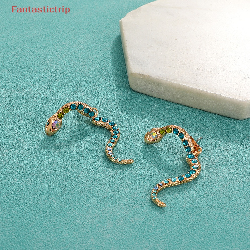 Bông Tai Hình Rắn Đính Kim Cương Giả Màu Sắc Phong Cách Vintage Thời Trang Cho Nữ