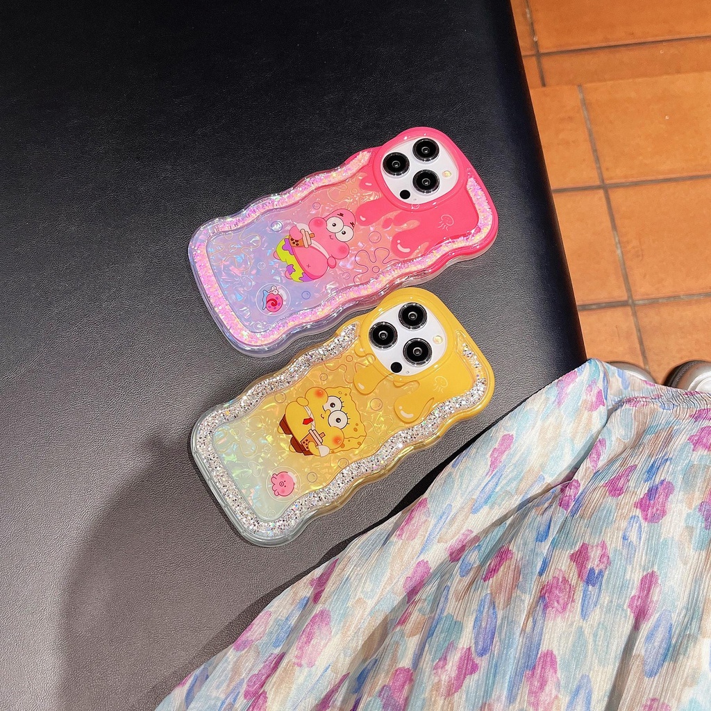 Ốp Điện Thoại TPU Dẻo Dạng Cát Chảy Họa Tiết Hoạt Hình Spongebob Patrick Star Cho iPhone 12 13 14 Pro Max