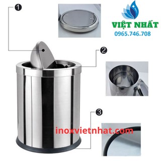 Thùng rác inox nắp lật tròn 250*300mm