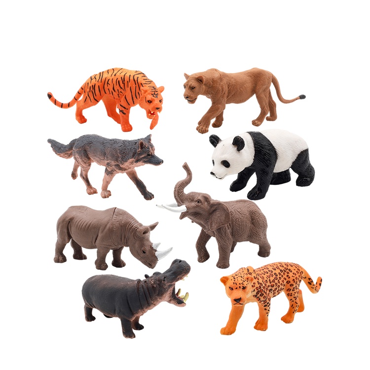 Set 8 Mô Hình Động Vật Hà Mã / Voi / Báo / Sư Tử / Hà Mã / Động Vật Cho Bé