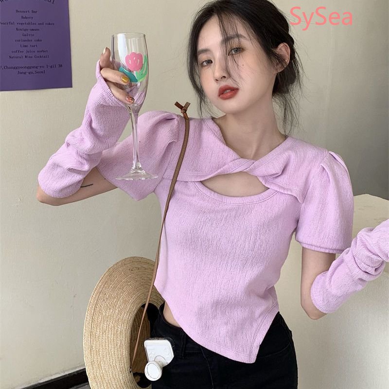 Áo Kiểu Hàn Quốc Dáng Ôm Thiết Kế Bất Đối Xứng Thời Trang Cho Nữ