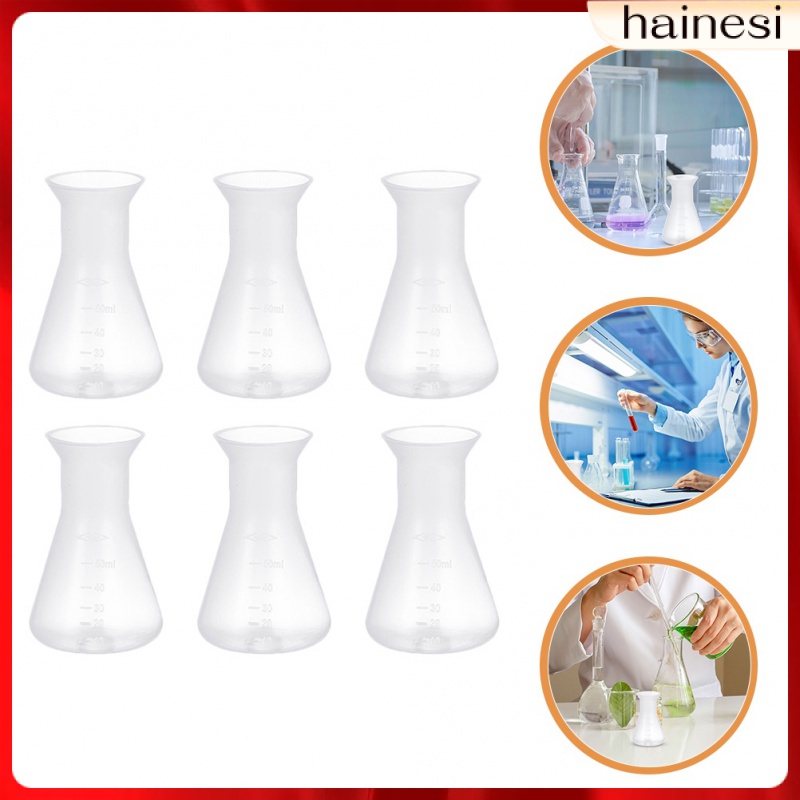 Set 6 Bình Thủy Tinh Bằng Nhựa Chân Không Hình Nón Cho Phòng Thí Nghiệm