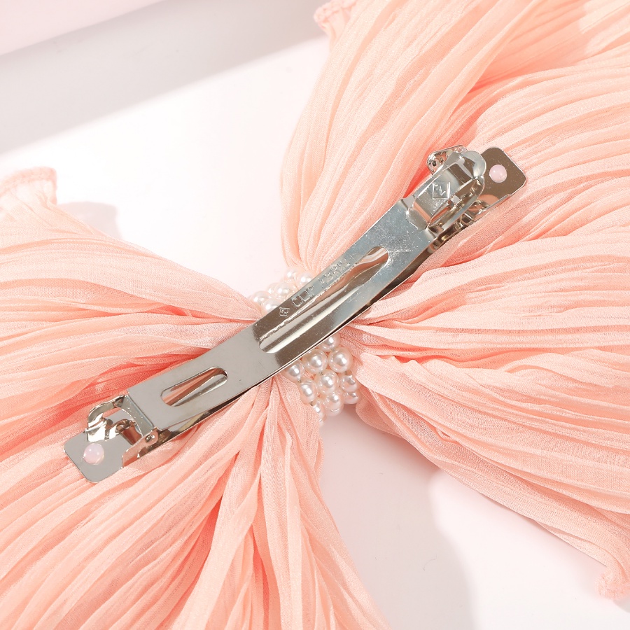Kẹp Tóc Hình Nơ Lớn Xếp Ly Đính Ngọc Trai Kiểu Hàn Quốc Ngọt Ngào Cho Nữ