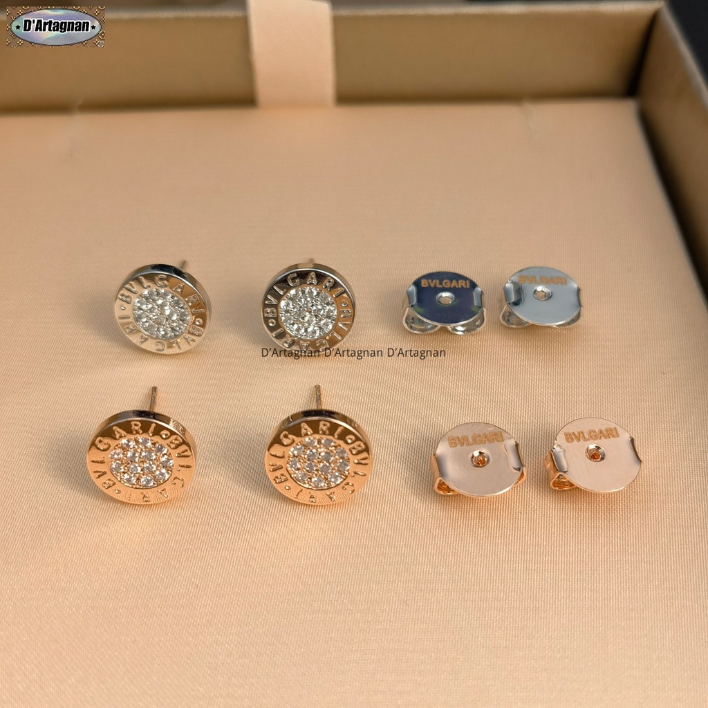 'Boutique Spot'BV Bông tai kim cương Rose Gold Stud  Đồng mạ vàng với thép in chất lượng cao Hàn Quốc 2023 Mới tái tạo thanh lịch Vintage Thời trang Không phai 925 Bạc Pin Bông tai cho phụ nữ
