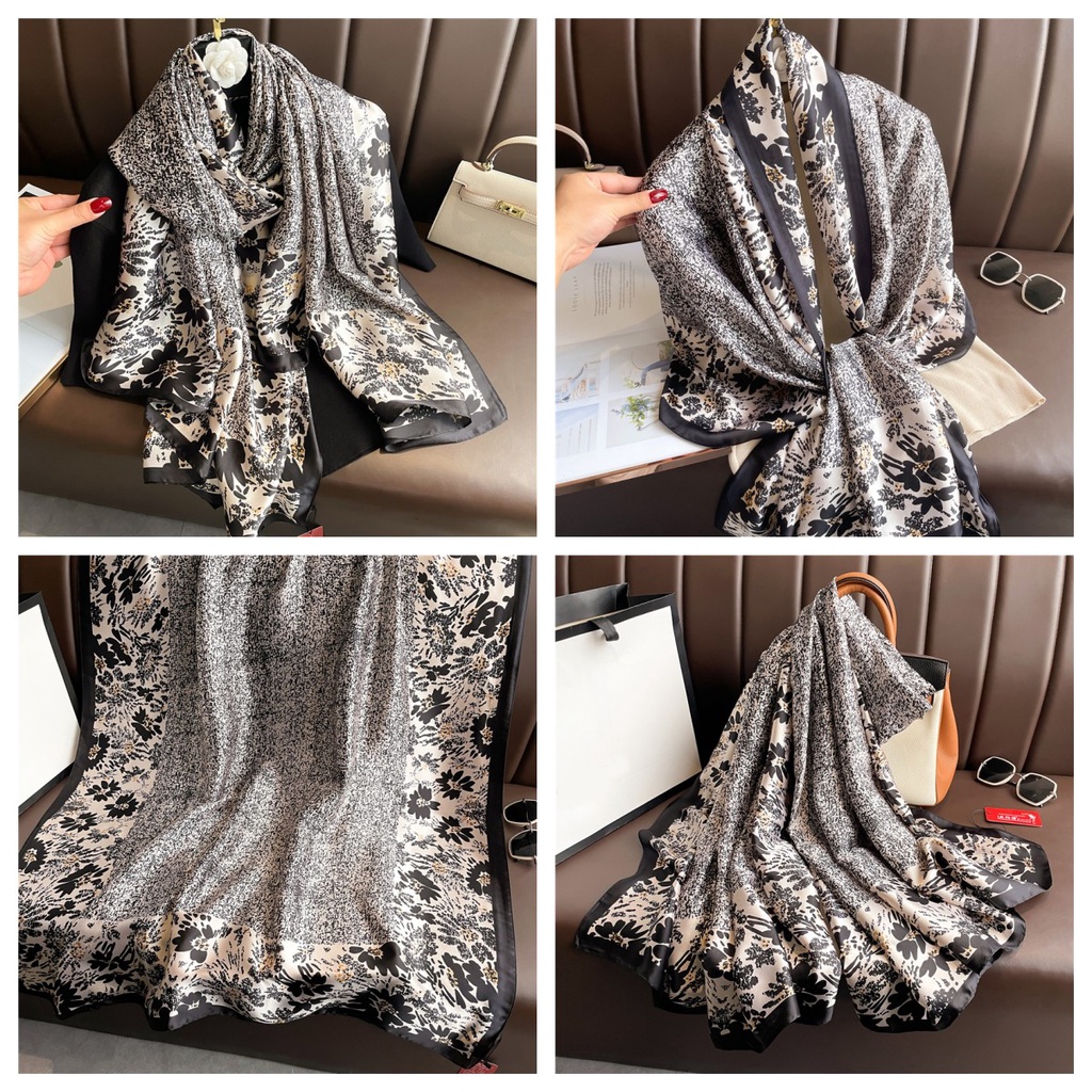 Khăn Quàng Cổ Hình Vuông Cỡ Lớn 180 * 90CM Chống Nắng Bằng Lụa Sang Trọng