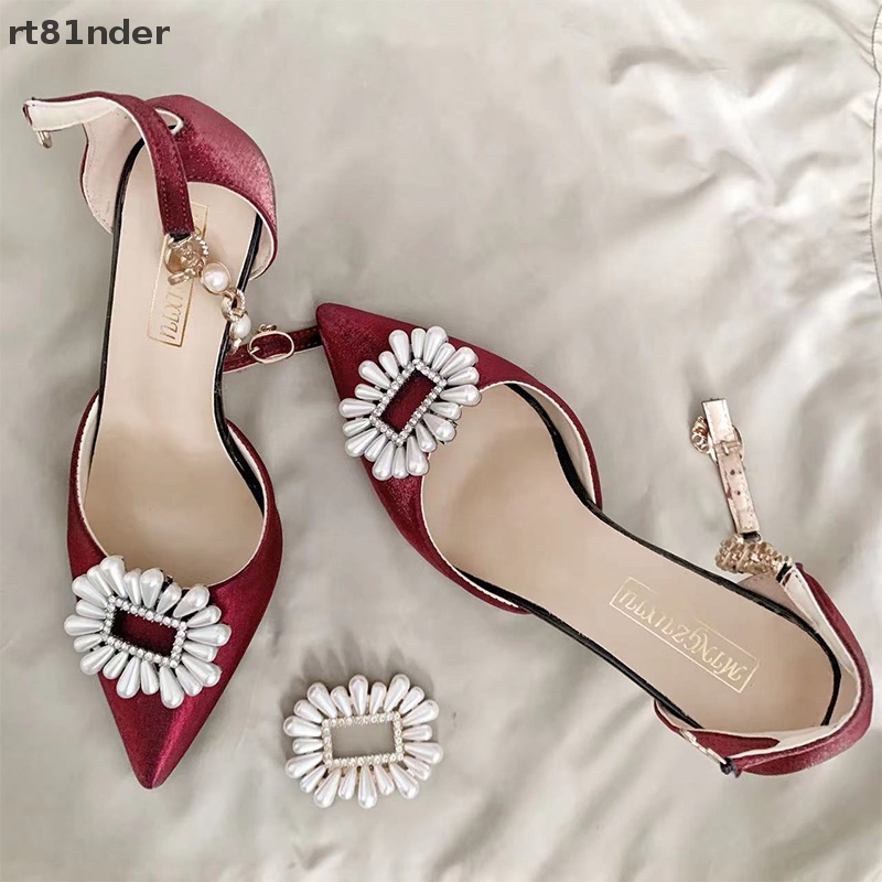 Kẹp Khóa Vuông Đính Đá Lấp Lánh Trang Trí Giày Cao Gót Cho Cô Dâu