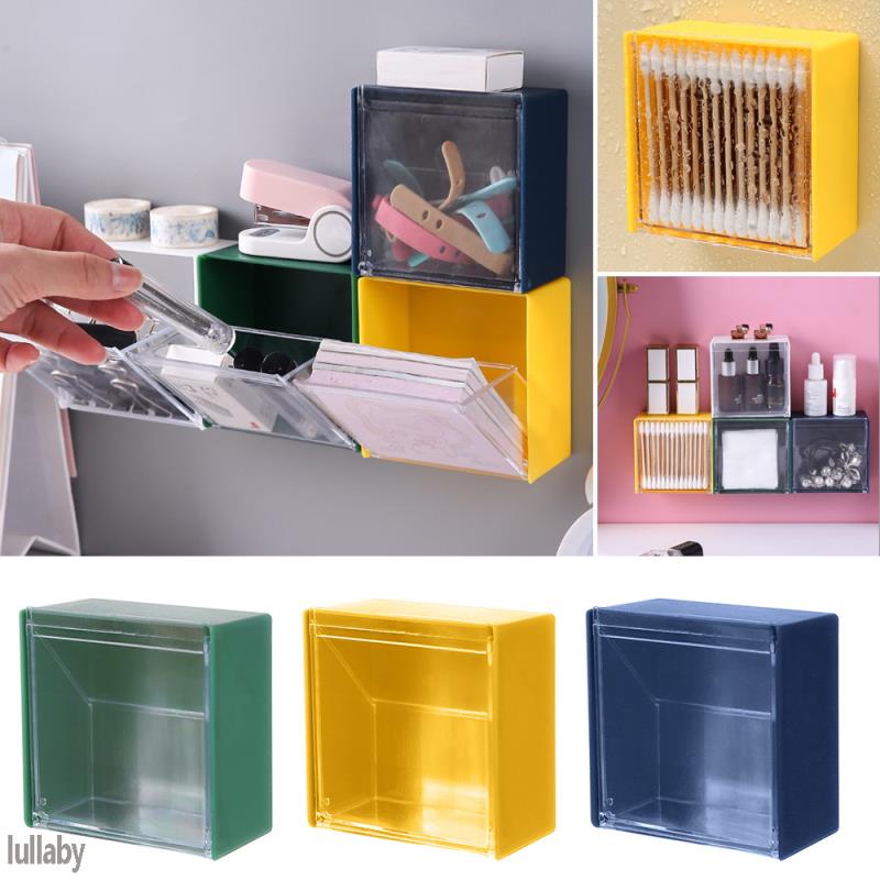 Hộp Giá Đỡ Bông Ngoáy Tai / Tăm Bông Bằng Nhựa Gắn Tường Chống Bụi Tiện Dụng