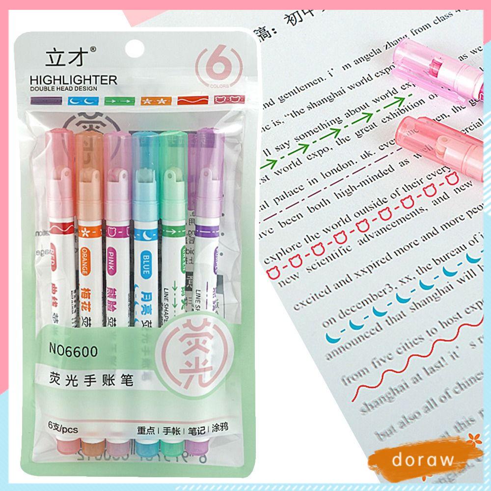 Set 6 Bút Đánh Dấu Viền Cong Nhiều Hình Dạng