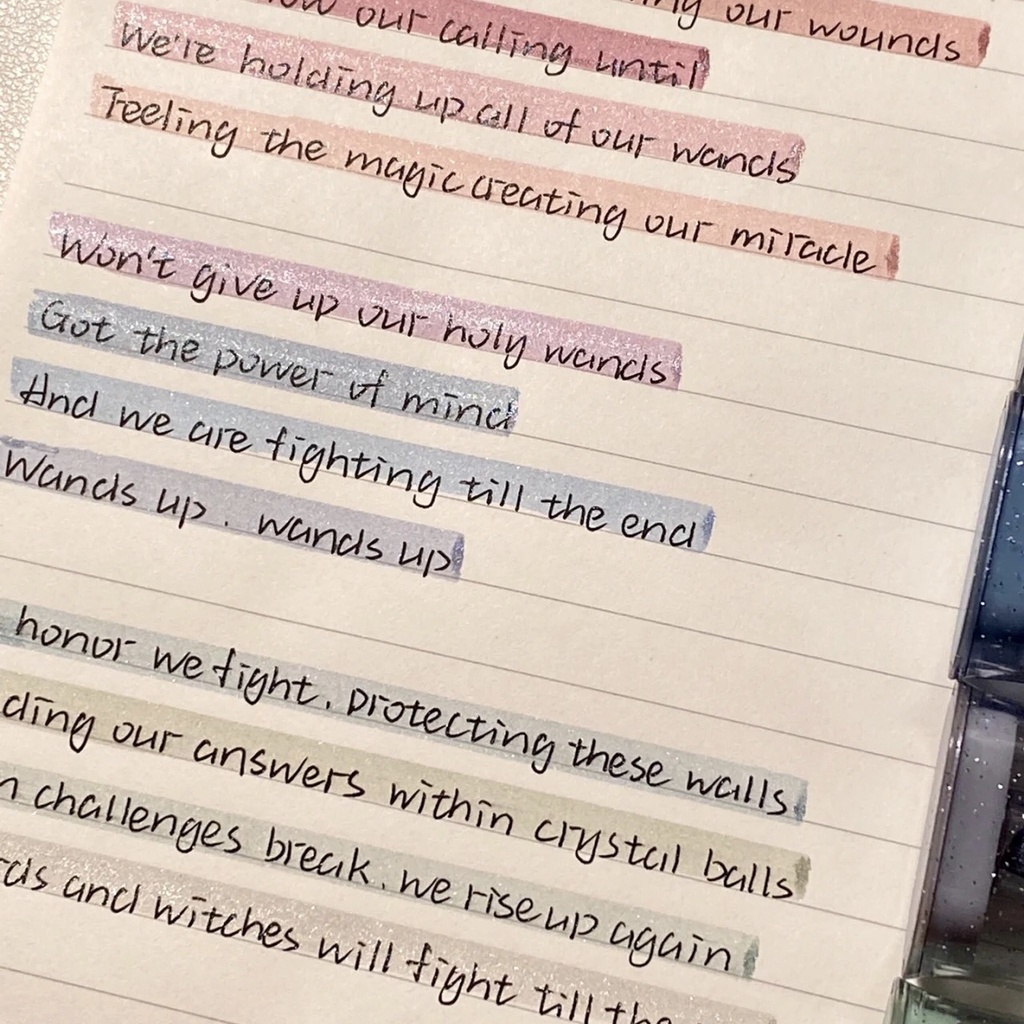 Set 4 bút highlight Nebula, bút đánh dấu màu pastel có nhũ