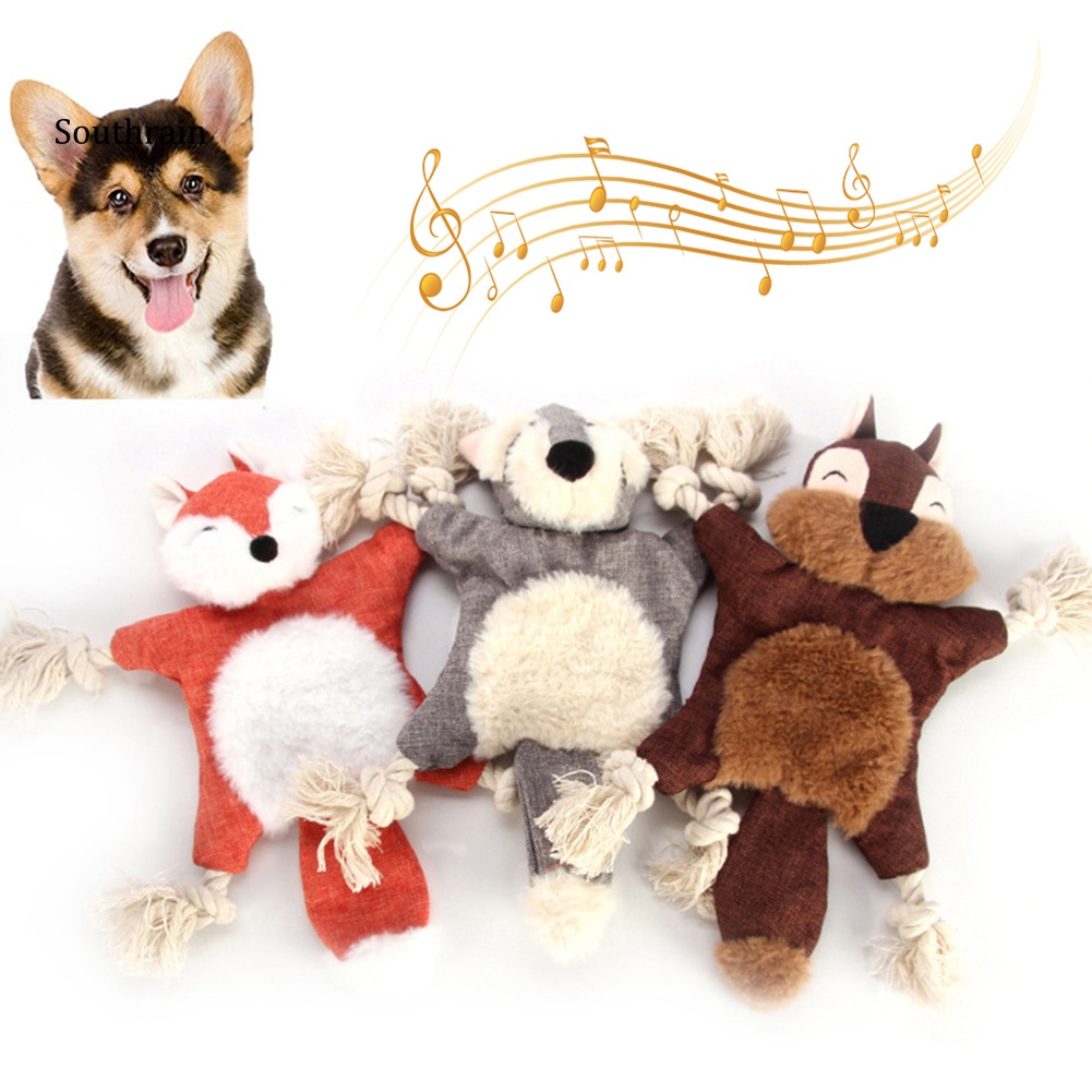 Thú Nhồi Bông Hình Cáo / Sóc Có Âm Thanh Dễ Thương Cho Cún Cưng