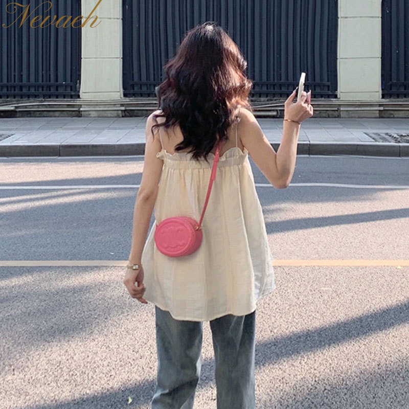 Áo không tay nữ Dáng Rộng In Hình Dễ Thương Phong Cách Hàn Quốc Thời Trang Mùa Hè