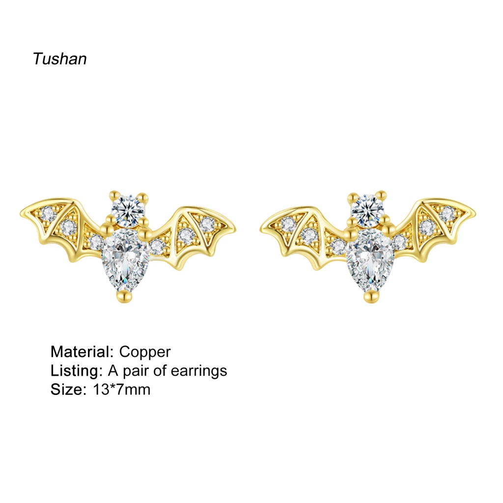 1 Đôi Bông Tai Hình Dơi Đính Đá Dễ Thương