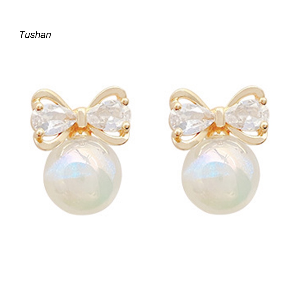 1 Đôi Bông Tai Hình Nơ Bằng Hợp Kim Tinh Tế Thời Trang