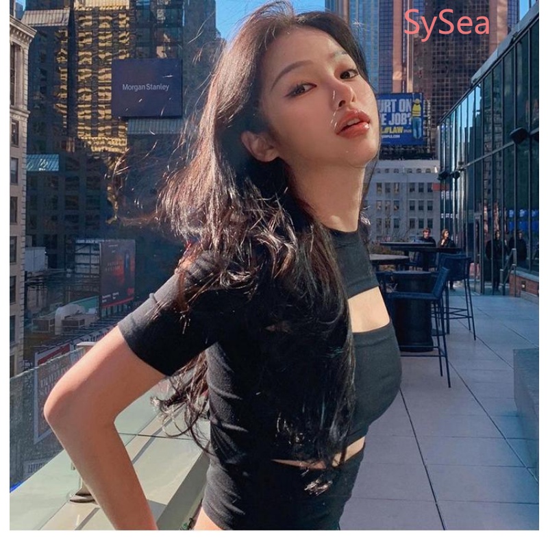 Áo Croptop Dáng Ôm Thiết Kế Đục Lỗ Thời Trang Quyến Rũ Cho Nữ