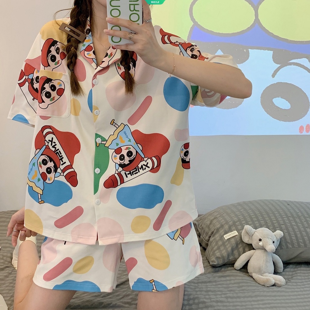 SANRIO Bộ Đồ Ngủ Ngắn Tay Họa Tiết Hoạt Hình Cinnamoroll Nhật Bản Đáng Yêu Thời Trang Mùa Hè 2023 Cho Nữ