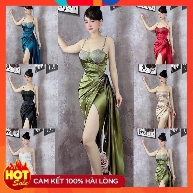 Đầm body hai dây eo kết ngọc cao cấp-TN - Yêu Shop 85