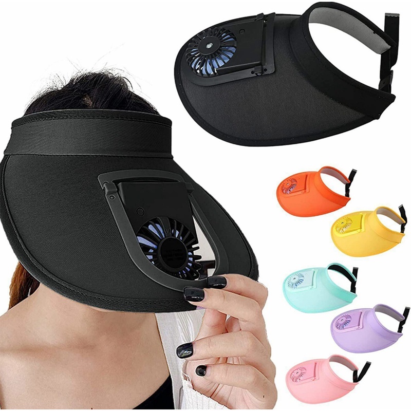 Mũ Rộng Vành Hở Chóp Kèm Quạt Có Thể Sạc Lại Thời Trang Mùa Hè Cho Ba Mẹ Và Bé