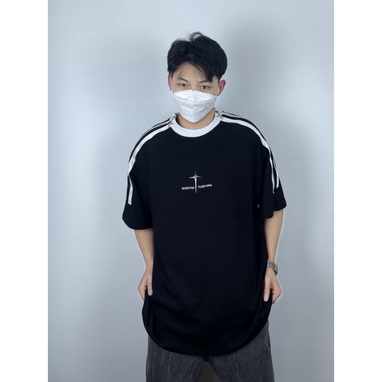 Áo Thun Tay Ngắn Phối Khóa Kéo Phong Cách Đường Phố Âu Mỹ Cá Tính Cho Nam