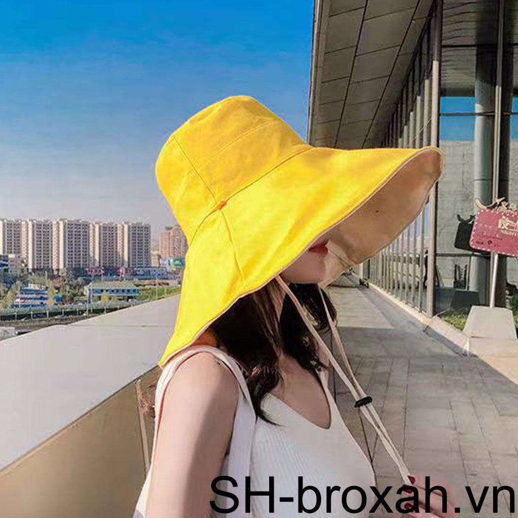 Mũ Bucket Vành Rộng Chống Nắng Điều Chỉnh Được Thiết Kế Đơn Giản Trang Trí Dành Cho Bạn Nữ