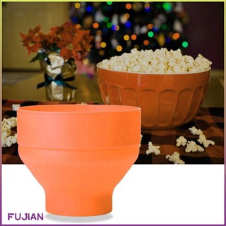 Microwave Foldable Popcorn Bucket Silicone Bowl Creative High Temperature Resistant Large Covered [B/9]