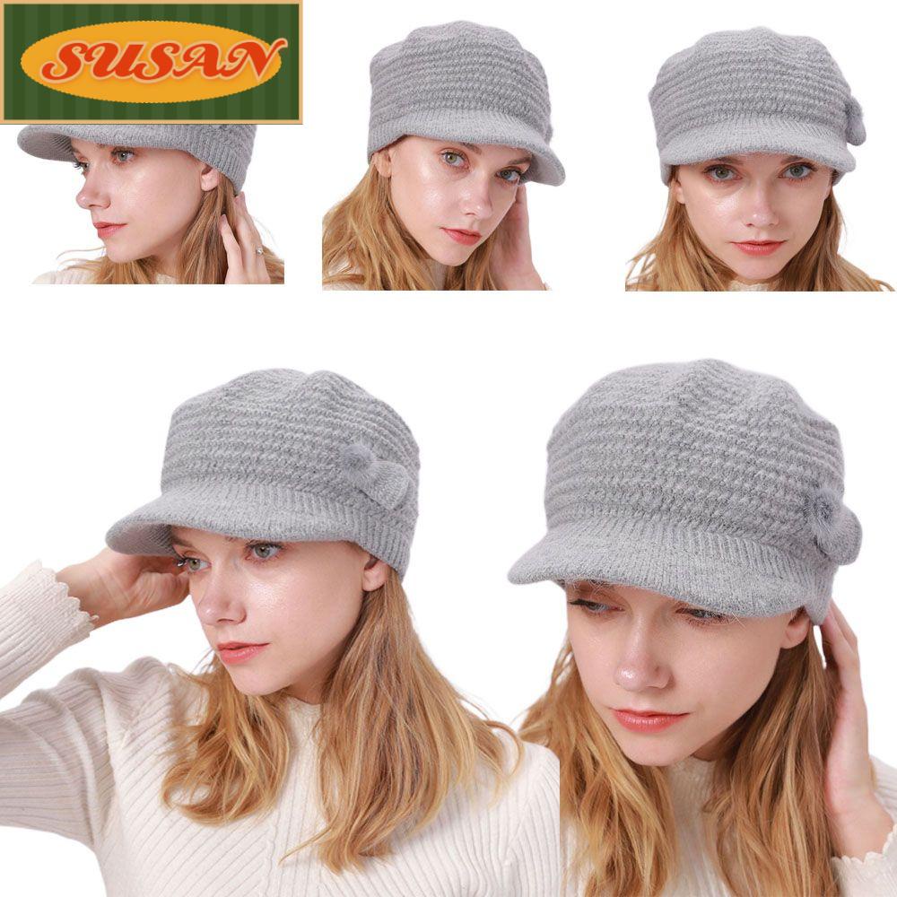 Mũ Beret Lông Thỏ Giữ Ấm Thời Trang Cho Nữ