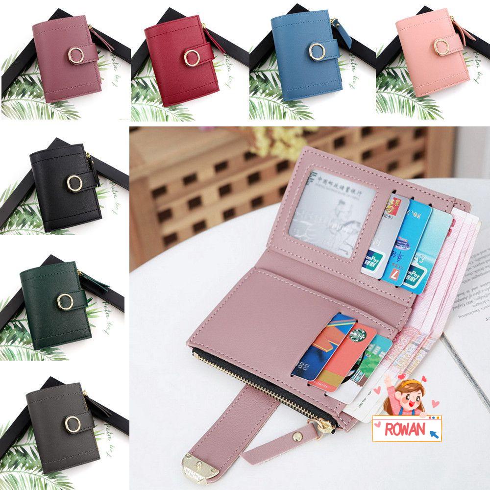 Ví Da PU Dáng Ngắn Có Khóa Kéo Đựng Thẻ Tiện Dụng Cho Nữ