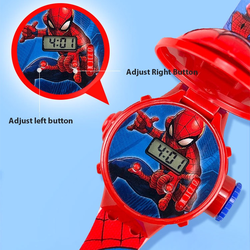 Đồng Hồ Điện Tử Hình Người Nhện / Bạch Tuyết / Captain America Hoạt Hình Dễ Thương Cho Bé