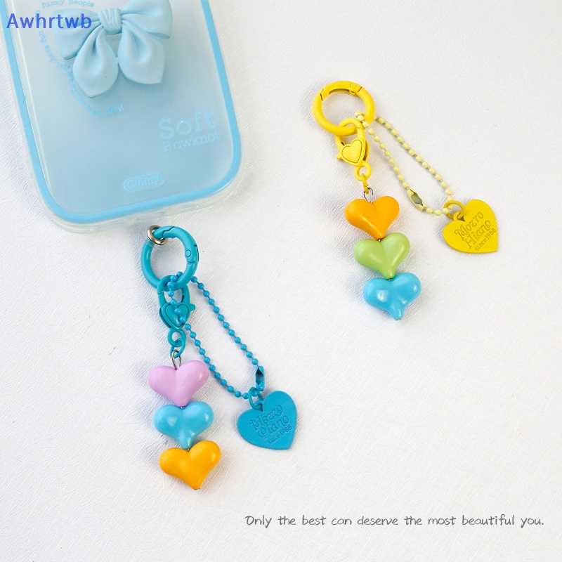 Móc Khóa Hình Trái Tim Màu Macaron Xinh Xắn Mới