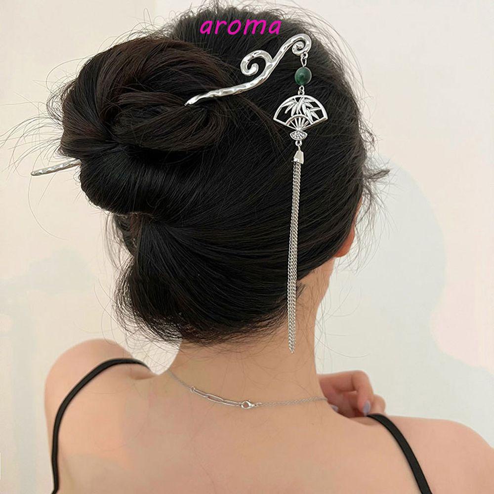 Trâm Cài Tóc Đính Hạt Xanh Lá Phong Cách Trung Hoa Cổ Điển Cho Nữ