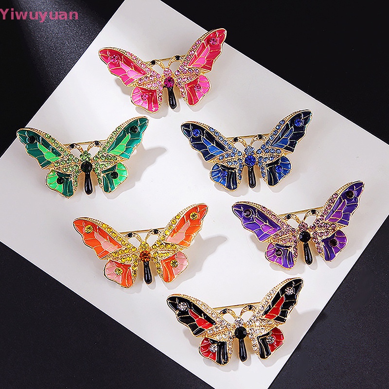 < Yiwuyuan > Trâm Cài Áo Khoác Hình Bướm Đính Kim Cương Giả Nhiều Màu Thời Trang Phụ Kiện Hóa Trang