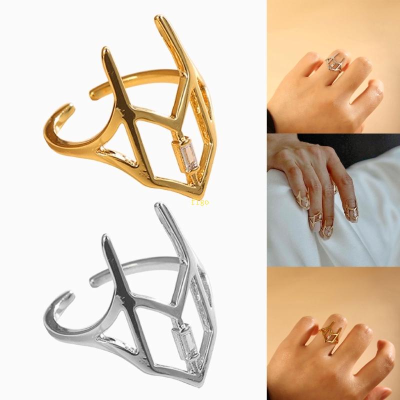 Nhẫn Hở Trang Trí Móng Tay Nghệ Thuật Điều Chỉnh Được Phong Cách Punk Dành Cho Nữ