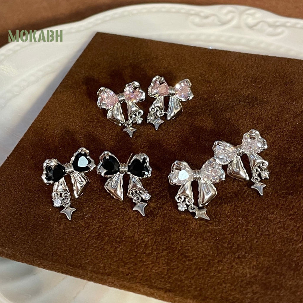 1 Đôi Bông Tai Hình Học Đính Đá Zircon Lấp Lánh Chống Mài Mòn Chất Lượng Cao