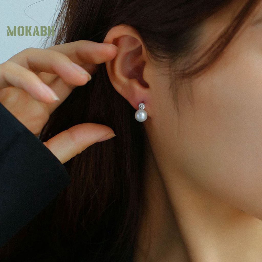 1 Đôi Bông Tai Hình Học Đính Pha Lê Giả Bóng Cao Không Phai Màu Sang Trọng