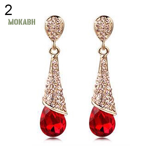 Bông Tai Đinh Tán Hình Giọt Nước Đính Đá Zircon Toàn Diện Cho Nữ