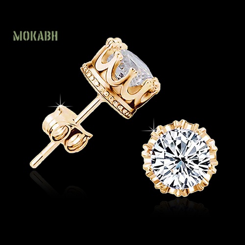 Bông Tai Mạ Bạc Hình Vương Miện Đính Đá Thanh Lịch Thời Trang Cho Nữ