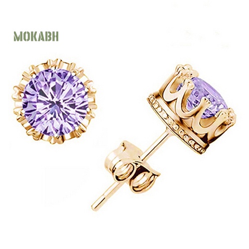 Bông Tai Mạ Bạc Hình Vương Miện Đính Đá Thanh Lịch Thời Trang Cho Nữ