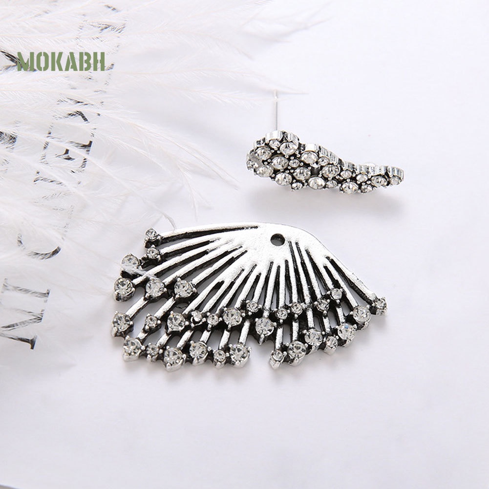 1 Chiếc Khuyên Tai Hình Quạt Đính Đá Phong Cách Vintage